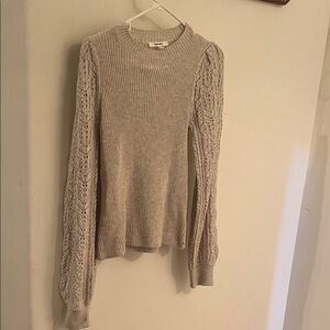 Splendid Cream Sweater with Lace Sleeves